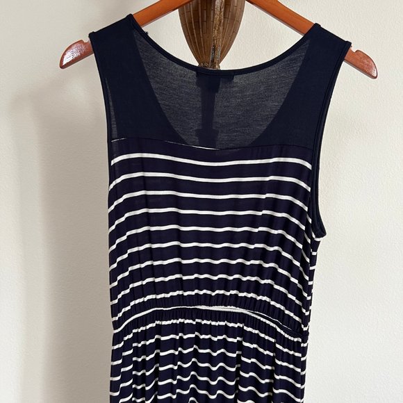 Espresso Women's Size XL Navy Blue Striped Sleeveless Scoop Neck Tank Maxi Dress - Picture 7 of 10